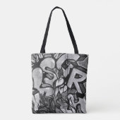 Urban Graffiti Monochrome Style Canvas tas (Achterkant)