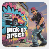 Urban Graffiti & Pickup Artiest Vierkante Sticker (Voorkant)