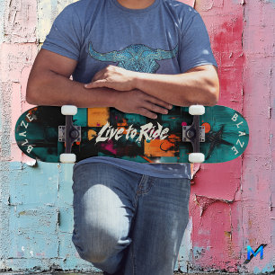 Urban Graffiti Pop Art - Live to Ride Motto Persoonlijk Skateboard