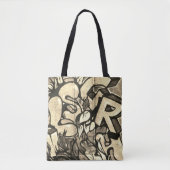 Urban Graffiti Sepia Style Canvas tas (Voorkant)