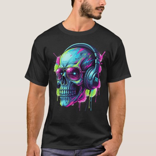 Urban Graffiti Skull DJ T-shirt (Voorkant)