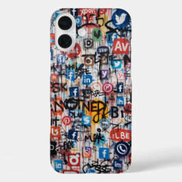 Urban Graffiti Social Media Collage iPhone 16 Plus Hoesje