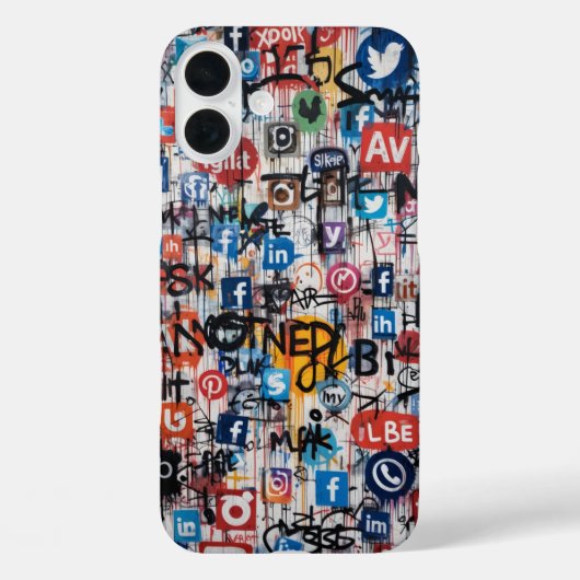 Urban Graffiti Social Media Collage Case-Mate iPhone Case (Achterkant)