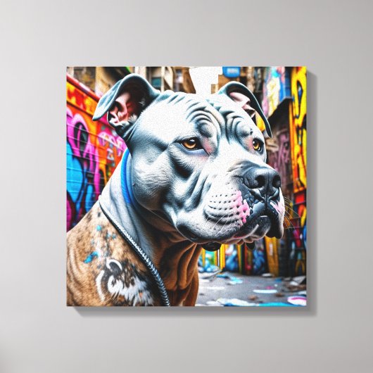 Urban Graffiti Street Art Brindle Pitbull Lover Canvas Afdruk (Voorkant)