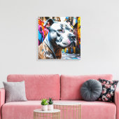 Urban Graffiti Street Art Brindle Pitbull Lover Canvas Afdruk (Insitu (Woonkamer))