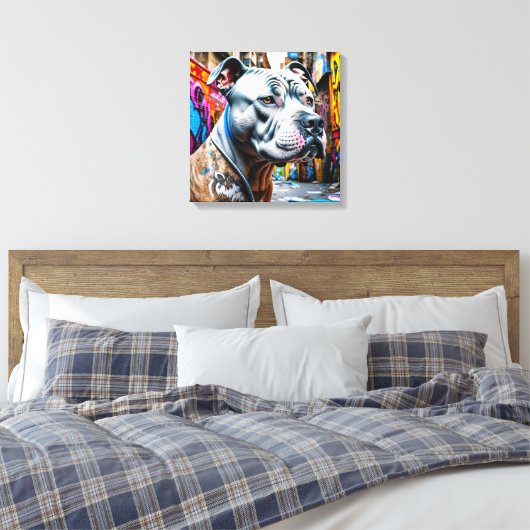 Urban Graffiti Street Art Brindle Pitbull Lover Canvas Afdruk (Insitu (Slaapkamer))