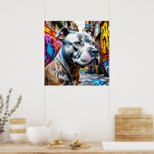 Urban Graffiti Street Art Brindle Pitbull Lover Poster (Keuken)