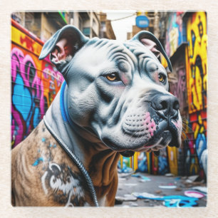 Urban Graffiti Street Art City Pitbull Lover Glazen Onderzetter
