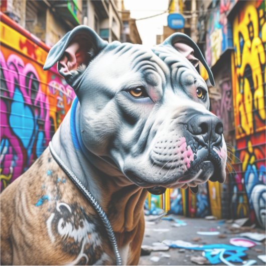Urban Graffiti Street Art Pitbull Sticker (Voorkant)