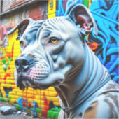 Urban Graffiti Street Art Pitbull Sticker (Voorkant)