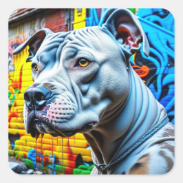 Urban Graffiti Street Art Pitbull Vierkante Sticker