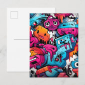 Urban Graffiti Street Art Splash Aankondigingskaart (Voorkant / Achterkant)