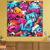 Urban Graffiti Street Art Splash Canvas Afdruk (Insitu (Woonkamer))
