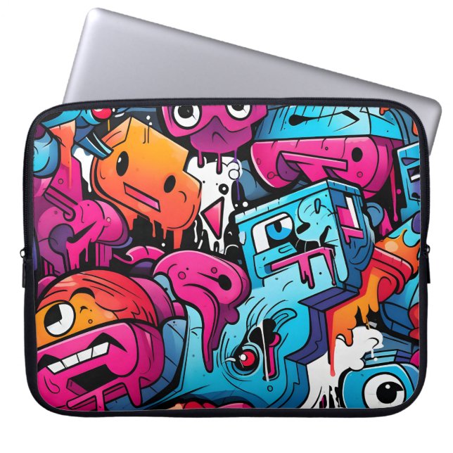 Urban Graffiti Street Art Splash Laptop Sleeve (Voorkant)