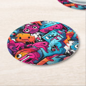 Urban Graffiti Street Art Splash Ronde Kartonnen Onderzetter (Gebogen)