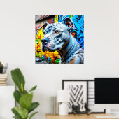 Urban Graffiti Street Art White Pitbull Lover Poster (Thuiskantoor)