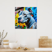 Urban Graffiti Street Art White Pitbull Lover Poster (Keuken)
