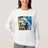 Urban Graffiti Street Art White Pitbull Lover T-shirt (Voorkant)