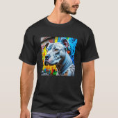 Urban Graffiti Street Art White Pitbull Lover T-shirt (Voorkant)