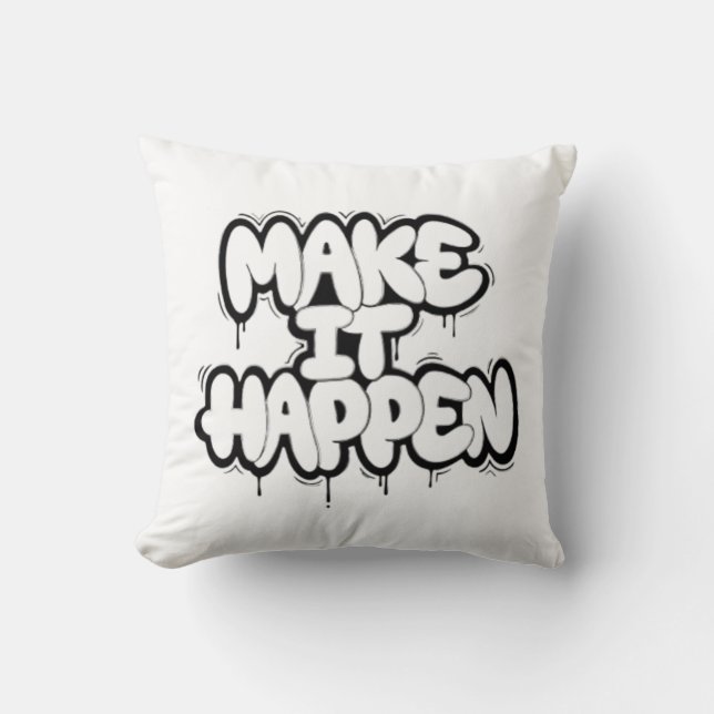 Urban Graffiti Text Art Throw Pillow Kussen (Voorkant)
