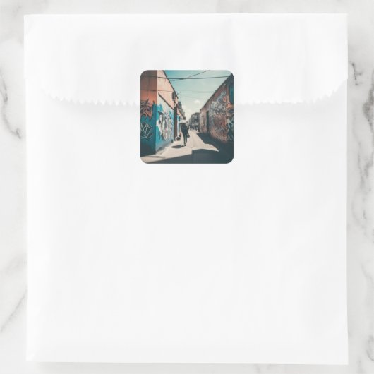 Urban Graffiti Vierkante Sticker (Tas)