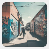 Urban Graffiti Vierkante Sticker (Voorkant)
