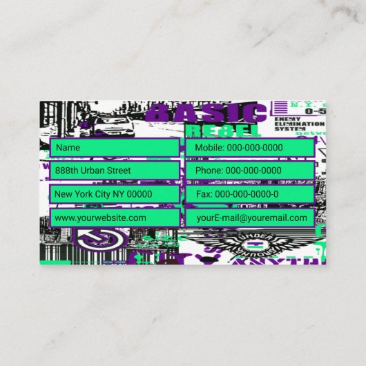 Urban Graffiti Visitekaartje (Achterkant)