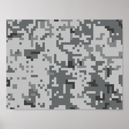 Urban Grey Pixel Camo patroon Poster (Voorkant)