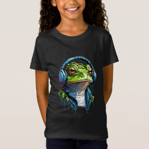 Urban Groove: Kleurrijke Kikker met Hoofdtelefoon T-shirt