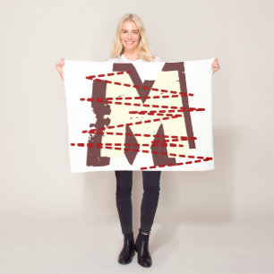 Urban Grunge Distressed Monogram Letter Fleece Deken