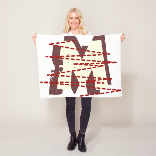 Urban Grunge Distressed Monogram Letter Fleece Deken (In situ)