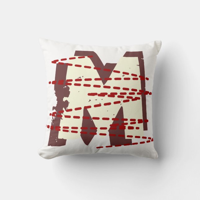  Urban Grunge Distressed Monogram Letter Kussen (Voorkant)