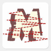  Urban Grunge Distressed Monogram Letter Vierkante Sticker (Voorkant)