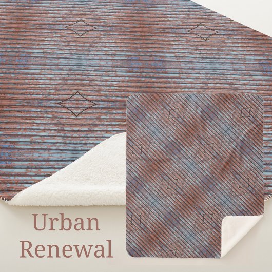 Urban Grunge gevlekte blauwe rode strepen Sherpa Deken