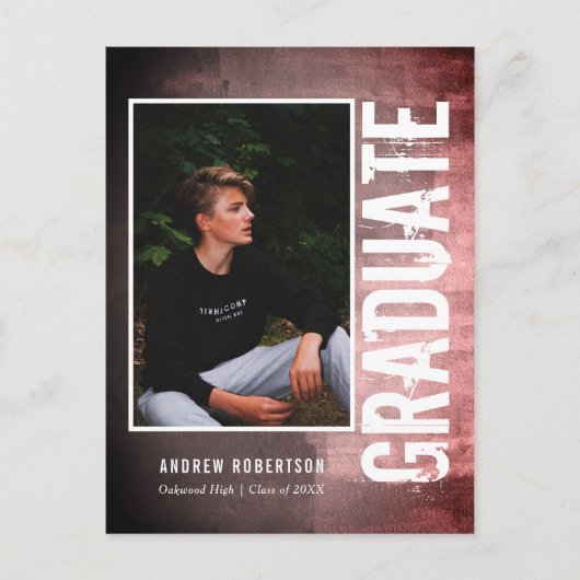 Urban Grunge Photo Afstuderen Uitnodiging Briefkaart (Voorkant)