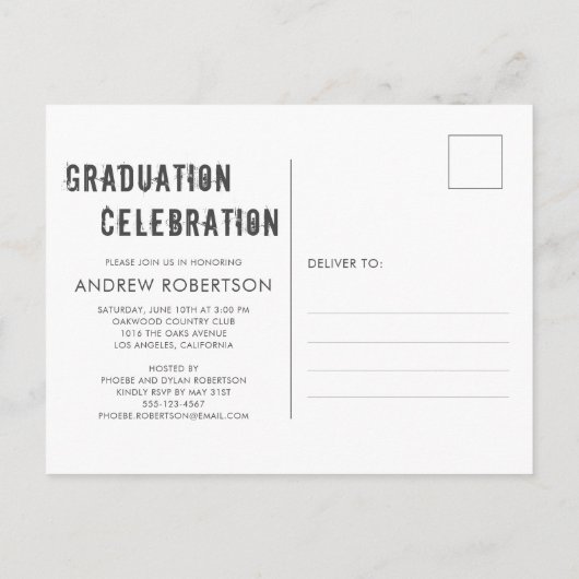 Urban Grunge Photo Afstuderen Uitnodiging Briefkaart (Achterkant)