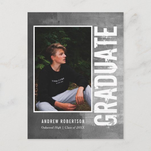 Urban Grunge Photo Afstuderen Uitnodiging Briefkaart (Voorkant)