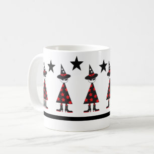 Urban Halloween Heks Ster Patroon Rood Zwart Koffiemok