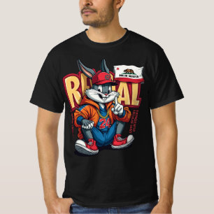 Urban Hare Vibes – Straatkwise Konijn in Cali Stij T-shirt