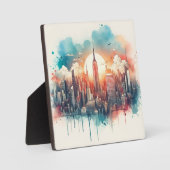 "Urban Harmony: Een stadsgezicht in aquarel" Fotoplaat (Voorkant)