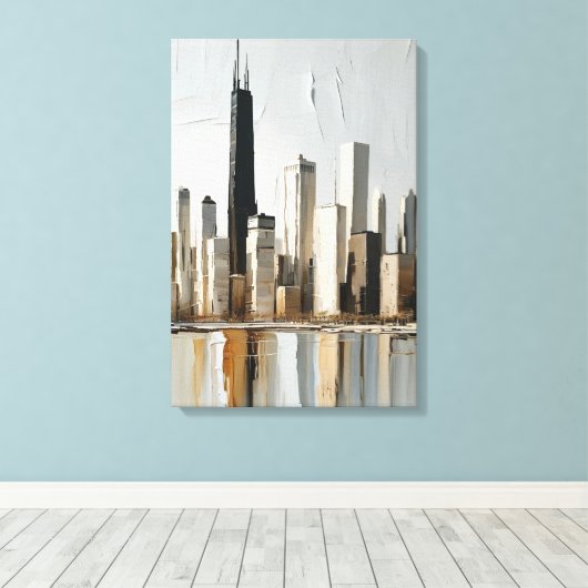 Urban Harmony Minimalistisch stadsbeeld Canvas Afdruk (Insitu (Houten vloer))