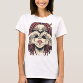 Urban Heart Vision: Pink Dreads, City Skyline, and T-shirt (Voorkant)