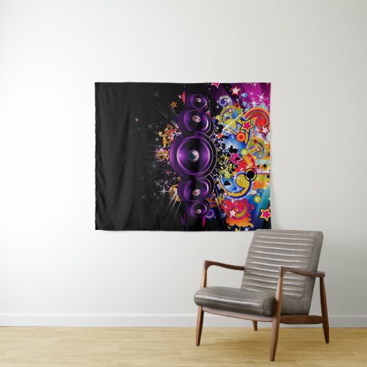Urban Hip Hop Club Muziek DJ Luidsprekers Achtergr Wandkleed (In Situ (horizontaal))