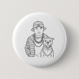 Urban Human-dog Duo Tattoo Art Street Draag Style  Ronde Button 5,7 Cm