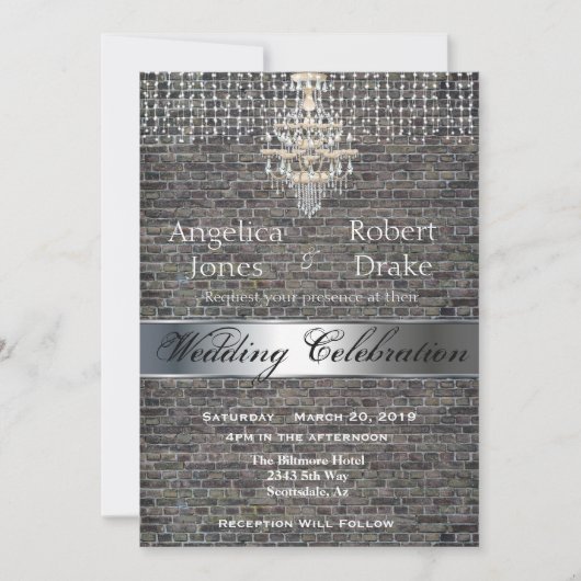 Urban Industrial Warehouse Brick Wedding Invite Kaart (Voorkant)