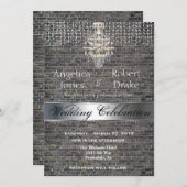 Urban Industrial Warehouse Brick Wedding Invite Kaart (Voorkant / Achterkant)