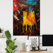 Urban Inferno – expressionistisch stadsbeeld in ch Poster (Thuiskantoor)
