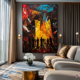 Urban Inferno – expressionistisch stadsbeeld in ch Poster