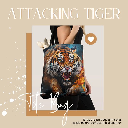 Urban Jungle Aanvallende Tijger Boodschappentas Tote Bag