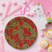 Urban Jungle Animal Print On Red Papieren Bordje (Feest)